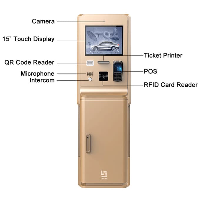 Parking Payment Kiosk With 21.5 Inch High Brightness Touch Screen Cash Credit Card QR Code NFC Payment