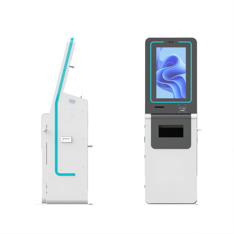 Free Standing 19 inch Airport Check In Kiosk With HD CCTV Camera Recycler ADA Passport Scanner