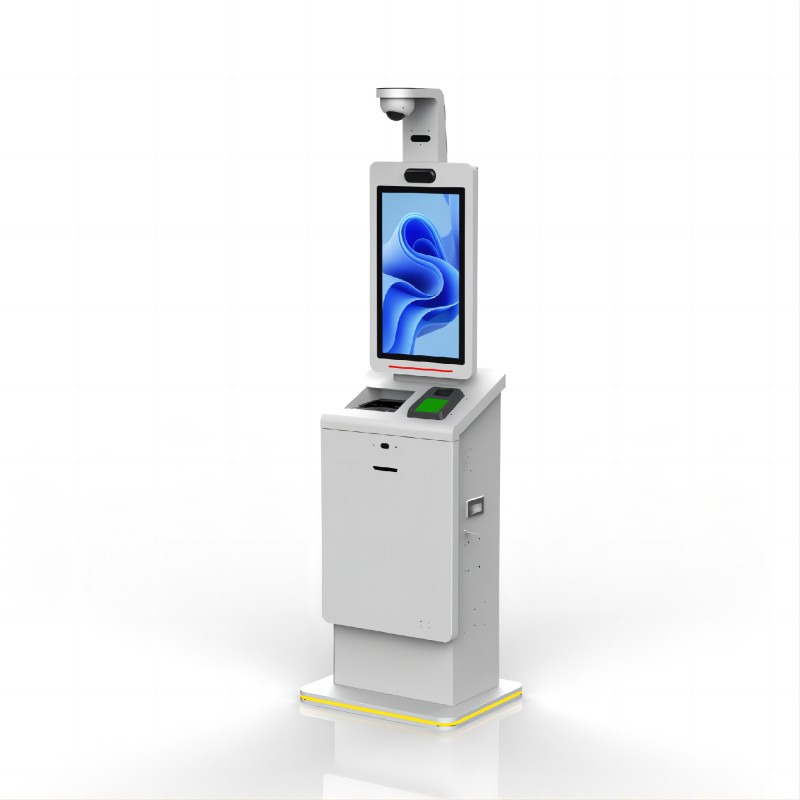 Free Standing 19 inch Airport Check In Kiosk With HD CCTV Camera Recycler ADA Passport Scanner